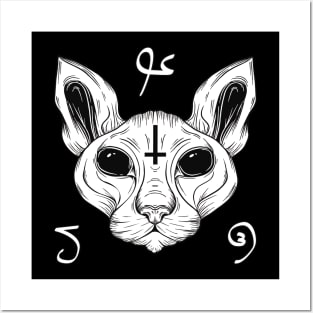 Cat From Hell Baphomet Satanism Demonic Sphynx Cat Posters and Art